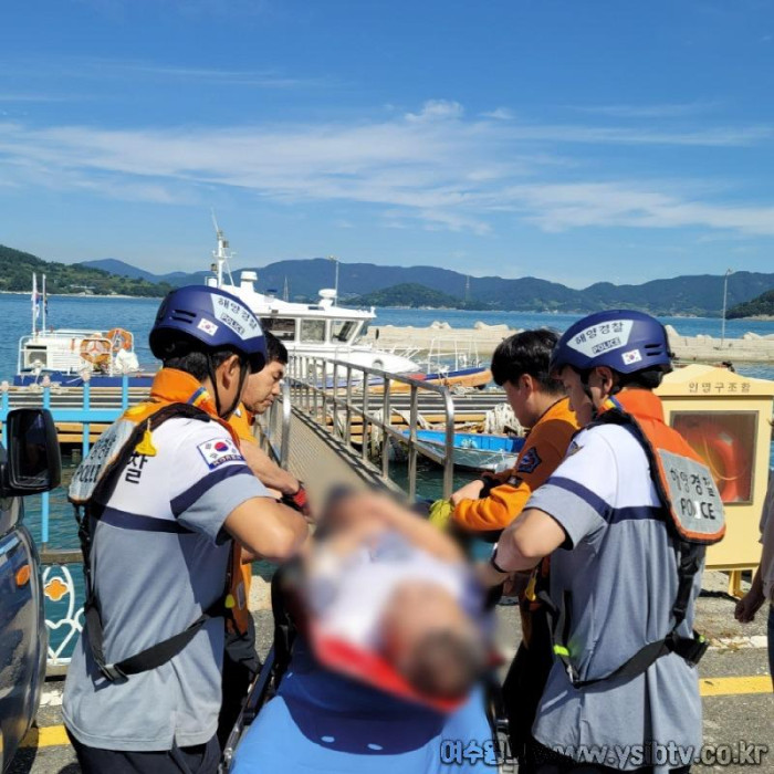 [크기변환]벌에 쏘인 응급환자를 이송하는 해양경찰.jpg